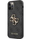 Калъф Guess - PU 4G Metal Logo, iPhone 12/12 Pro, сив - 3t