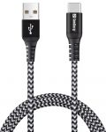 Кабел Sandberg - Survivor, USB-C/USB-A, 1 m, черен/бял - 1t