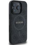 Калъф Guess - PU Leather 4G Colored Ring MagSafe, iPhone 16 Pro Max, черен - 2t