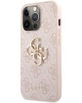 Калъф Guess - PU 4G Metal Logo, iPhone 13 Pro Max, розов - 3t