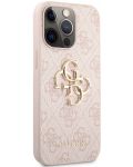 Калъф Guess - PU 4G Metal Logo, iPhone 13 Pro, розов - 2t