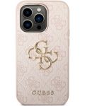 Калъф Guess - PU 4G Metal Logo, iPhone 14 Pro Max, розов - 1t