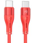 Кабел Tellur - Silicone, USB-C/USB-C, 1 m, червен - 1t
