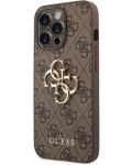 Калъф Guess - PU 4G Metal Logo, iPhone 14 Pro, кафяв - 2t