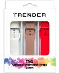 Каишки Trender - Trio Bundle Sport, 20 mm, 3 броя, бяла/розова/червена - 1t
