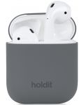 Калъф за слушалки Holdit - Silicone, AirPods 1/2, Space Gray - 1t