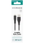Кабел Vivanco - 61695, USB-A/USB-C, 1.5 m, черен - 2t