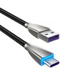 Кабел Xmart - Excellence, USB-A/USB-C, 1 m, черен - 2t