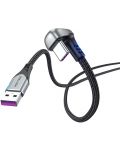 Кабел Vention - COHHD, U-Shaped, USB-C/USB-A, 0.5 m, сив/черен - 2t