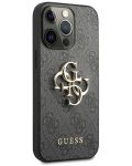 Калъф Guess - PU 4G Metal Logo, iPhone 13 Pro, сив - 2t