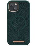 Калъф Njord - Salmon Leather MagSafe, iPhone 14, зелен - 1t