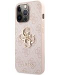 Калъф Guess - PU 4G Metal Logo, iPhone 13 Pro, розов - 3t