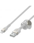 Кабел Belkin - Boost Charge, USB-A/Lightning, Braided silicone, 3 m, бял - 3t