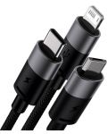 Кабел Baseus - StarSpeed, USB-A/Micro USB/Lightning/USB-C, 1.2 m, черен - 2t