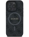 Калъф Guess - PU Leather 4G Colored Ring MagSafe, iPhone 16 Pro Max, черен - 1t