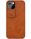 Калъф Nillkin - Qin Leather Pro, iPhone 13/14, кафяв - 1t