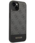 Калъф Guess - 4G Strip, iPhone 14 Plus, сив - 2t
