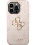 Калъф Guess - PU 4G Metal Logo, iPhone 15 Pro Max, розов - 2t