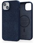 Калъф Njord - Salmon Leather MagSafe, iPhone 15 Plus, син - 2t