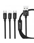 Кабел Yesido - CA-60, USB-A/USB-C/Lightning/Micro USB, 1.2 m, черен - 1t
