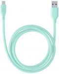 Кабел Cellularline - Soft, USB-A/USB-C, 1.2 m, зелен - 1t