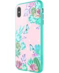 Калъф Nillkin - Floral, iPhone XS Max, зелен/розов - 2t