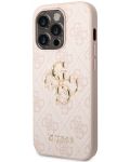 Калъф Guess - PU 4G Metal Logo, iPhone 15 Pro Max, розов - 3t
