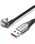 Кабел Vention - COHHD, U-Shaped, USB-C/USB-A, 0.5 m, сив/черен - 1t