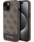 Калъф Guess - PU 4G Stripe, iPhone 15, MagSafe, кафяв - 1t
