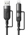 Кабел Xmart - 12726, USB-C/USB-C, USB-A/Lightning, 1.2 m, черен - 2t