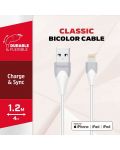 Кабел Energizer - C610LGWH, USB-A/Lightning, 1.2 m, бял/сив - 6t