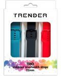 Каишки Trender - Trio Bundle Sport, 22 mm, 3 броя, сива/черна/червена - 1t