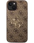 Калъф Guess - PU 4G Metal Logo, iPhone 15, кафяв - 1t