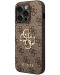 Калъф Guess - PU 4G Metal Logo, iPhone 15 Pro, кафяв - 3t