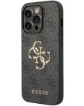 Калъф Guess - PU 4G Metal Logo, iPhone 15 Pro, сив - 3t