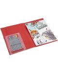 Книжка за оцветяване Grafix Colouring - Куче, с флумастери, в папка - 3t