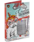 Книжка за оцветяване Grafix Colouring - Куче, с флумастери, в папка - 1t