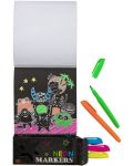 Книжка за оцветяване Grafix - Чудовище, с 5 неонови маркера - 3t