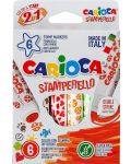 Комплект маркери Carioca Stamperello - 6 цвята, с печати - 1t