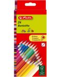 Комплект цветни триъгълни моливи Herlitz - 24 броя  - 1t