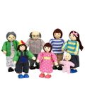 Комплект дървени кукли Lelin - Семейство, 7 части - 6t
