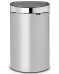 Кош за отпадъци Brabantia - Touch Bin New, 40 l, Metallic Grey, капак металик - 1t