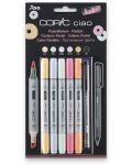 Комплект маркери Too Copic Ciao - Пастелни нюанси, 5 цвята + 1 черен multi liner, 0.3 mm - 1t