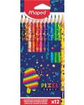 Комплект цветни моливи Maped Pixel Party - 12 цвята - 1t