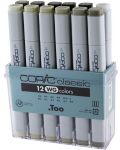 Комплект маркери Too Copic Classic - Топли сиви тонове, 12 цвята - 1t