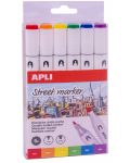 Комплект двустранни маркери Apli - 6 цвята - 1t