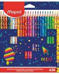 Комплект цветни моливи Maped Pixel Party - 24 цвята - 1t