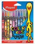 Комплект флумастери Maped Color Peps - Monster, 12 цвята - 1t