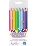 Комплект цветни моливи Carioca - Pastel, 12 цвята - 1t