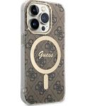 Калъф и зарядно Guess - 4G MagSafe, iPhone 14 Prо, кафяв - 4t